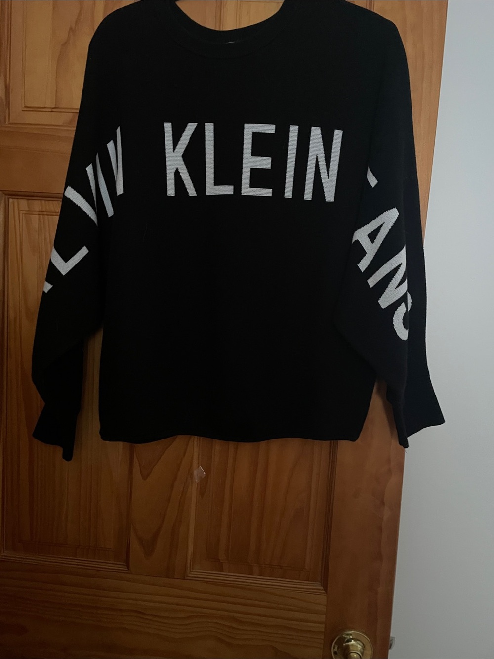 Calvin Klein Black Crewneck Sweater with White Logo